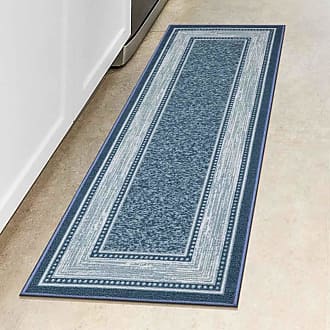 Ottomanson Laundry Non-Slip Rubberback Laundry Text 2x5 Laundry Room Runner Rug, 20 inch x 59 inch, Baby Blue