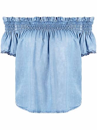 Pinko off-the-shoulder chambray top - women - Lyocell - L - Blue