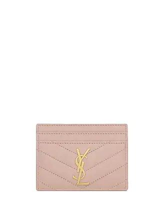 SAINT LAURENT Monogramme quilted textured-leather cardholder