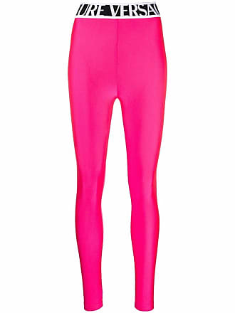 Versace Jeans Couture shiny logo-waist leggings - women - Polyamide/Spandex/Elastane - 38 - Pink