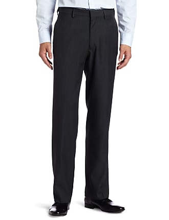 Haggar Mens Flex Gab Plain-Front Expandable Waistband Straight-Fit Dress Pant, Charcoal Heather, 38W x 34L