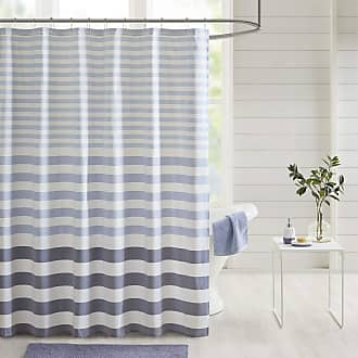 Madison Park Aviana Shower Curtain, Yarn Dyed Woven Stipe Design, Modern Bathroom Decor, Machine Washable, Fabric Privacy Screen 72x72, Navy