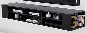 South Shore Furniture City Life Wall Mounted Media Console - 66 Wide - Extra Storage - Black Oak - By South Shore