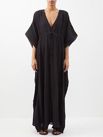 Raey Drawstring Cotton Cheesecloth Kaftan - Womens - Black