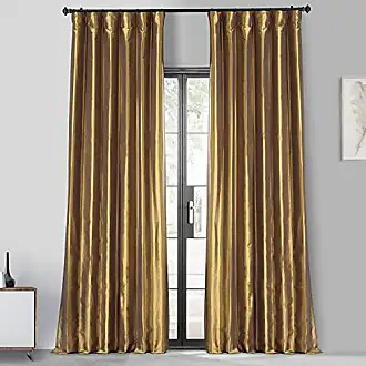 Elrene Antique Gold Faux Silk Rod Pocket Blackout Curtain - 52 in