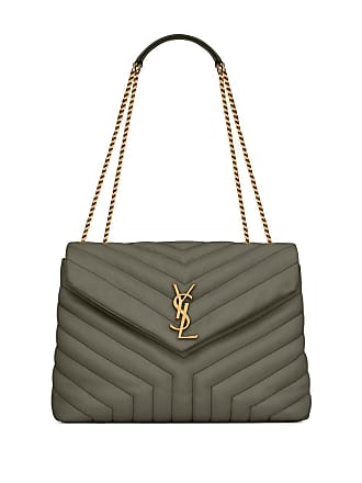 Saint Laurent Uptown Baby Textured-leather Pouch In Olive Drab