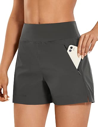 CRZ YOGA Women's Mid-Rise Quick Dry Workout Running Shorts Loose Drawstring Athletic Gym Shorts with Zip Pocket 3 Inches 