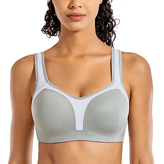 SYROKAN Women's High Impact Front Fastening Sports Bra Wirefree Padded Bras  with Adjustable Straps Black-A265 46D - ShopStyle