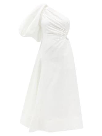 Aje One-shoulder Silk And Linen-blend Midi Dress - Womens - White