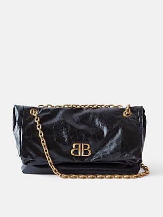 VINTAGE Shoulder Bag BALENCIAGA BB Leather WOMENS BLACK Y2K Hand Bag size S