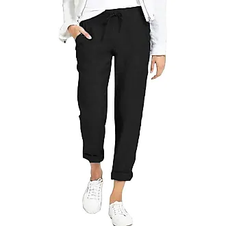 XTBFOOJ Pantaloni di Lino Donna Donna Pantaloni Larghi Lino Vita Alta  Pantaloni Gamba Larga Estivi con Coulisse Pantaloni con Tasche Spiaggia  Elegante