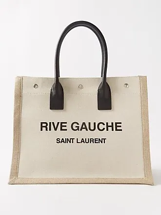 Beige Rive Gauche maxi linen-blend canvas tote, Saint Laurent