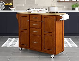 Homestyles Dolly Madison Sage Green Kitchen Cart with Natural Wood Top