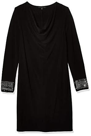 Tiana B. Tiana B Womens Long Cowl Neck Dress with Sequin Sleeve Detail, Black, 10