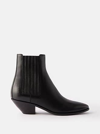 Saint Laurent XIV 80mm Leather Ankle Boots - Black