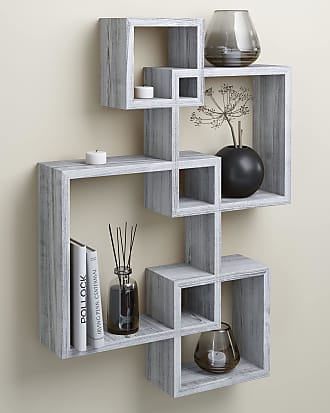 Furniture By Greenco Now At 8, Greenco 4 Cube Intersecting Wall Mounted Floating Shelves Espresso Finish