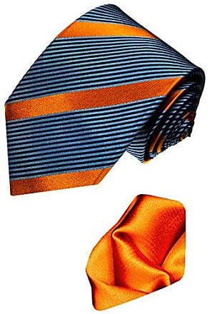pochette orange unie Ensemble de marque 100 % soie : cravate avec mouchoir de poche 8424601 Lorenzo Cana 