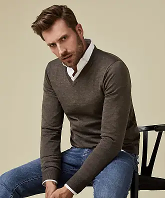 Ce&Ce trendy heren v-hals tricot trui Grijs