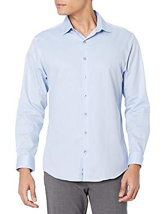 Kenneth Cole Reaction Mens Dress Shirt Slim Fit Stretch Collar Non Iron Solid, Light Blue, 18 Neck 32-33 Sleeve (XX-Large)