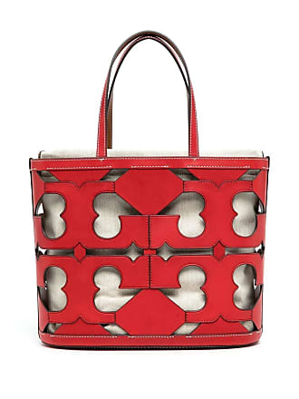 Tory Burch York Buckle Tote Bag Womens Large Red Leather Multi-Compartments