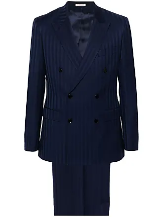 FURSAC tonal-striped single-breasted virgin wool suit - Blue