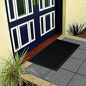 Fab Habitat Modern Non Slip Doormat - Durable, Thin - Natural Coir & Rubber  - Entryway, Front Door, Porch, Patio - Black Border (18 x 30 Non-Slip)