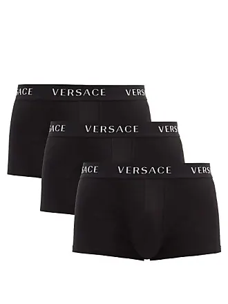 Black Logo-jacquard mesh thong, Versace