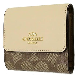  COACH Small Trifold Wallet In Blocked Signature Coated Canvas :  Clothing, Shoes & Jewelry