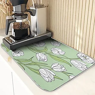 Lemon Dish Drying Mat 18X24 Inch Reversible Green Leaves Dish Drainer Mats  with