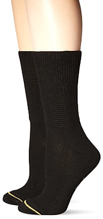 Gold Toe Womens Super Soft Crew Sock Non-Binding 2-Pack, Black, Medium