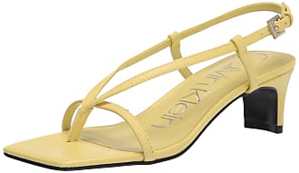 Calvin Klein Womens Willo Heeled Sandal, Yellow Leather 720, 9.5