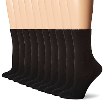 Hanes Womens Cushioned Reinforced Heel Cotton-rich Knit Athletic Crew Socks - black - Shoe Size:6-9.5 UK