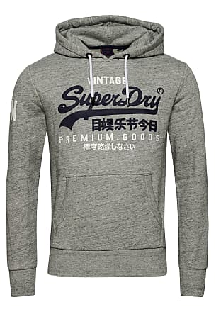 SUPERDRY Vintage Logo Embroidered Crew-Neck Sweatshirt For Men (Grey, XL)