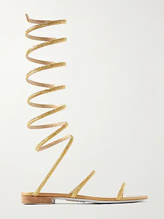 René Caovilla Cleo 110mm metallic leather sandals - Gold