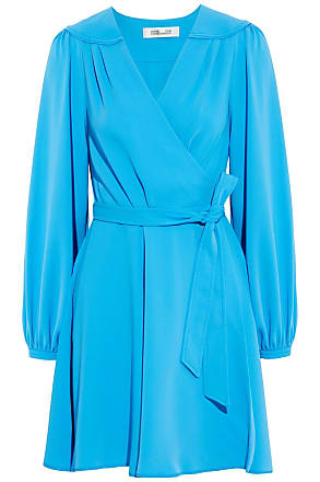 Diane Von Fürstenberg Diane Von Furstenberg Woman Gathered Cady Mini Wrap Dress Turquoise Size XL