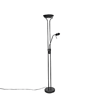 QAZQA sevilla - LED Dimmable Lampadaire avec lampe de lecture Moderne  variateur inclus - 1 lumière - H 180 cm - Noir - Moderne - Éclairage  intérieur - Salon I Chambre