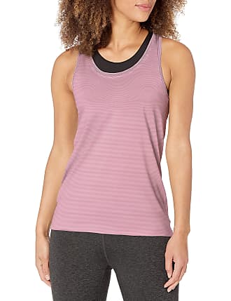 Danskin Womens Performance Fitted Racerback Tank Top, Fragrant Lilac Stripes, X-Large