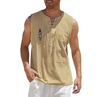 Men's Summer Sleeveless Shirt, Beach Linen Tops, Button up Linen