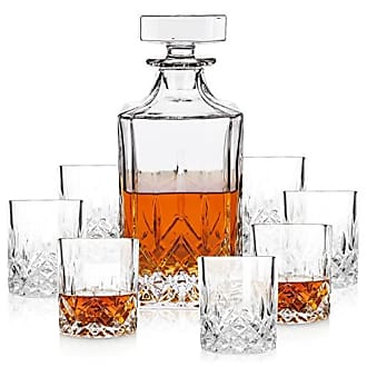Viski Admiral Whiskey Gift Set - Crystal Whiskey Glasses with Ice Spheres  in Wooden Gift Box - Dishwasher Safe Rocks Glasses 9 Oz Set of 8