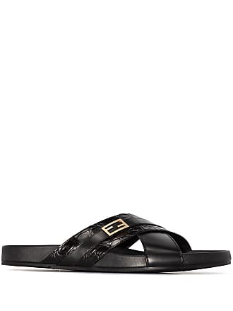 Fendi FF-plaque leather sandals - Black