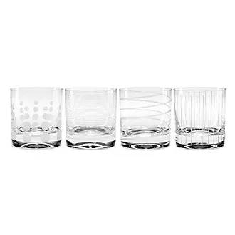 Mikasa Aline Double Old-Fashioned Whiskey Glasses, 14-Ounce, Clear