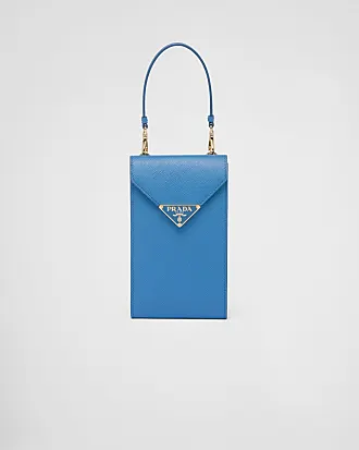 Prada Panier Logo Embossed Bucket Bag in Blue