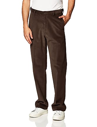 Haggar mensHC00229Stretch Corduroy Expandable Waist Classic Fit Plain Front Casual Pants - Brown - 38W x 30L