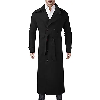 FITORON Men Winter Coats- Long Sleeve Turtleneck Fashion Slim Jacket  Cardigan Solid Duster Jacket Black