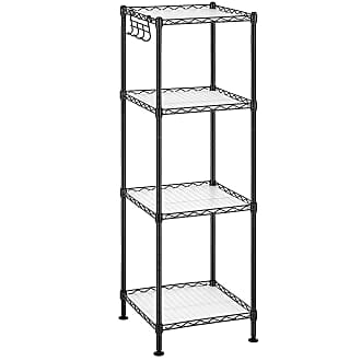 SONGMICS Bathroom Shelf, Storage Rack for Small Space, Total Load Capacity  220 lb, 11.8 x 11.8 x 48.6 Inches, with 5 PP Sheets, Removable Hooks