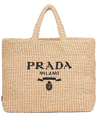 Prada triangle-logo Embroidered Bag - Neutrals