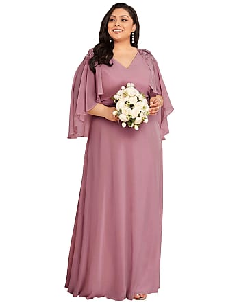 Ever-pretty Plus Womens Plus Size Applique Wedding Guest Dresses Elegant Formal Dress Orchid US22