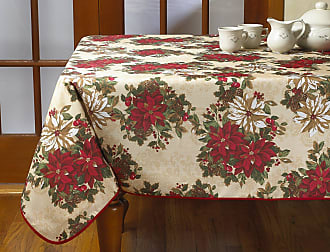 Beige/Multi Violet Linen European Orchard Fruits Pattern Polyester Woven Printed Fabric Tablecloth 52 X 70