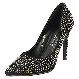 R5B Anne Michelle F8R0184 Femme Noir Paillettes Dolly Chaussures 