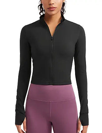 CRZ YOGA Butterluxe Womens Hooded Workout Jacket - Zip Up Athletic Running  Jacket with Back Mesh Vent & Thumb Holes